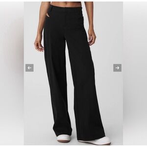 Alo Yoga High-Waist Risk Taker Trouser Black Wide Leg Cutout Pants Size XS